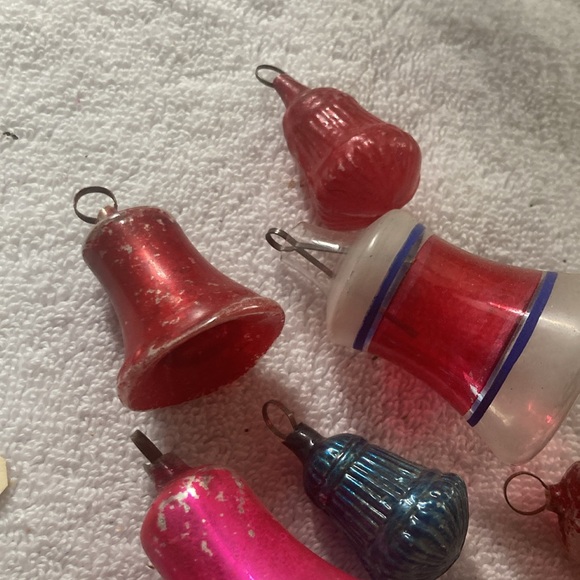 Vintage Antique mercury glass feather tree ornaments bells unique 30/40s - Picture 4 of 11